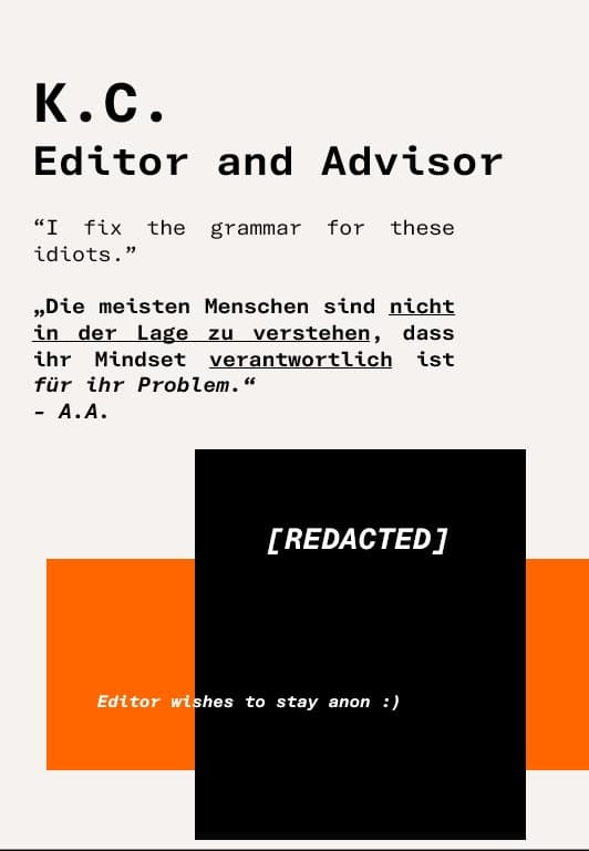 K.C. — Editor and Advisor